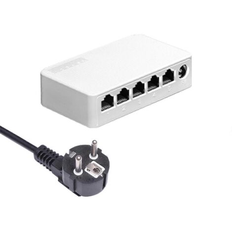 Commutateur Ethernet 5 ports 100 Mbps Mini commutateur portable Hub RJ45 Prise UE--