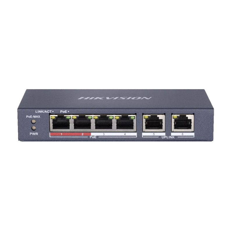 Commutateur Ethernet poe 4 ports avec vitesse 10/100 Mbps Hikvision DS-3E0106P-E/M