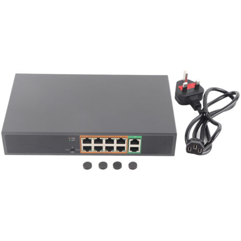 Commutateur Gigabit POE PSE1008G 8 Ports, Standard IEEE802.3 At/Af, Alimentation 100V-250V avec Fiche UK