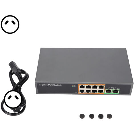 Commutateur Gigabit POE PSE1008G, Standard IEEE802.3 At/Af, 8 Ports, Alimentation 100V‑250V, Prise AU