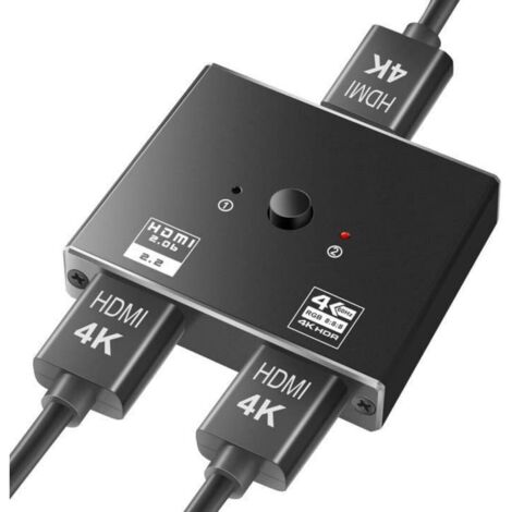 Commutateur HDMI 2 entrées 1 sortie - Convertisseur 4K60p, splitter HDMI 1 vers 2, switch bidirectionnel HD