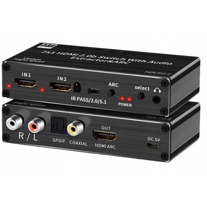 COMMUTATEUR HDMI 2.0 2x1 SPLIT SPDIF EXTRACTEUR 4K