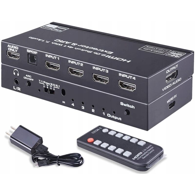 COMMUTATEUR HDMI 2.0 4x1 SPLITS EXTRACTEUR ATMOS 7.1