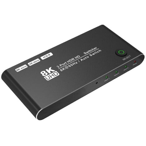 Commutateur HDMI 3 en 1 Sortie 4K 120Hz 8K 60Hz pour Téléviseur HD et Home Cinéma