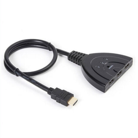Commutateur HDMI 3 ports 1080p Plaqué or pour HDTV PC Projecteur PS3 PS4 Xbox STB