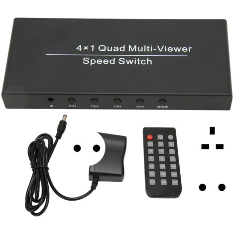 Commutateur HDMI 4 Entrées 1 Sortie 1080P 60Hz avec Alimentation 100‑240V EU