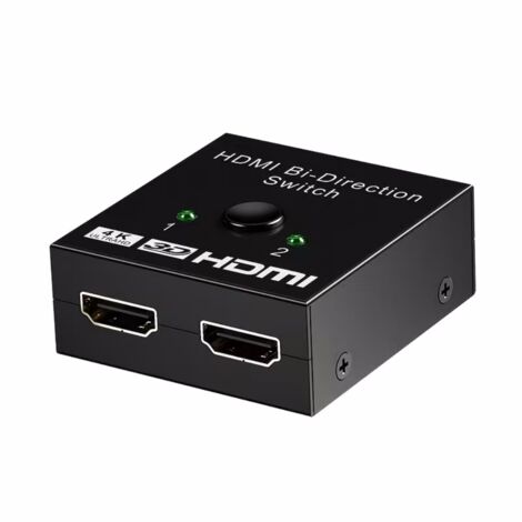 Commutateur HDMI 4K 2 entrées 1 sortie, boîtier splitter manuel en aluminium