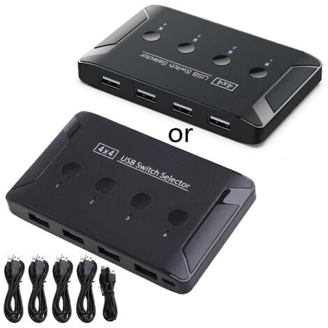 Commutateur KVM USB 4 entrées/4 sorties 2.0, hub USB 4 ports haute vitesse, répartiteur