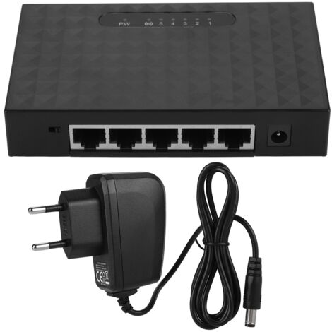 Commutateur réseau Ethernet 5 ports 10/100Mbps, VLAN, RJ45, avec chargeur et prise EU
