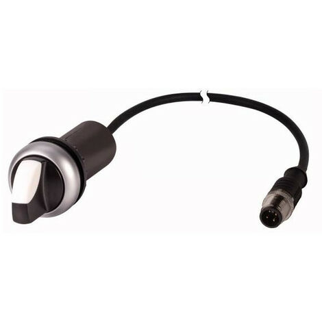 Commutateur rotatif classique à manette à rappel 3 positions 2 N/O câble (noire) avec connecte EATON C22-WK3-K20-P1