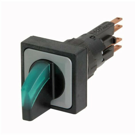 Commutateur rotatif lumineux 2 positions vert à rappel EATON Q25LWK1-GN