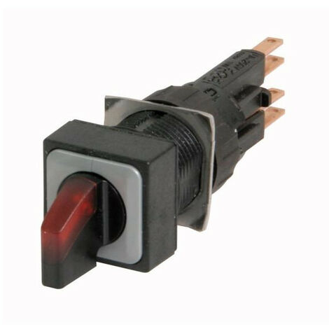 Commutateur rotatif lumineux 3 positions rouge à rappel EATON Q18LWK3-RT