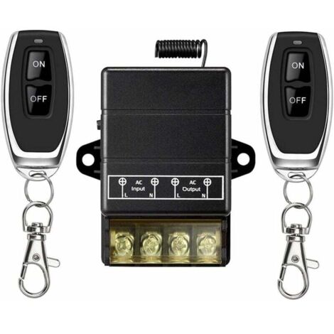 Commutateur sans fil à relais,328FT 220V / 230V / 240V /relais 40A Commutateur RF sans fil pour appareils ménagers, pompe, plafonniers et équipeme (Remote Switch Black)