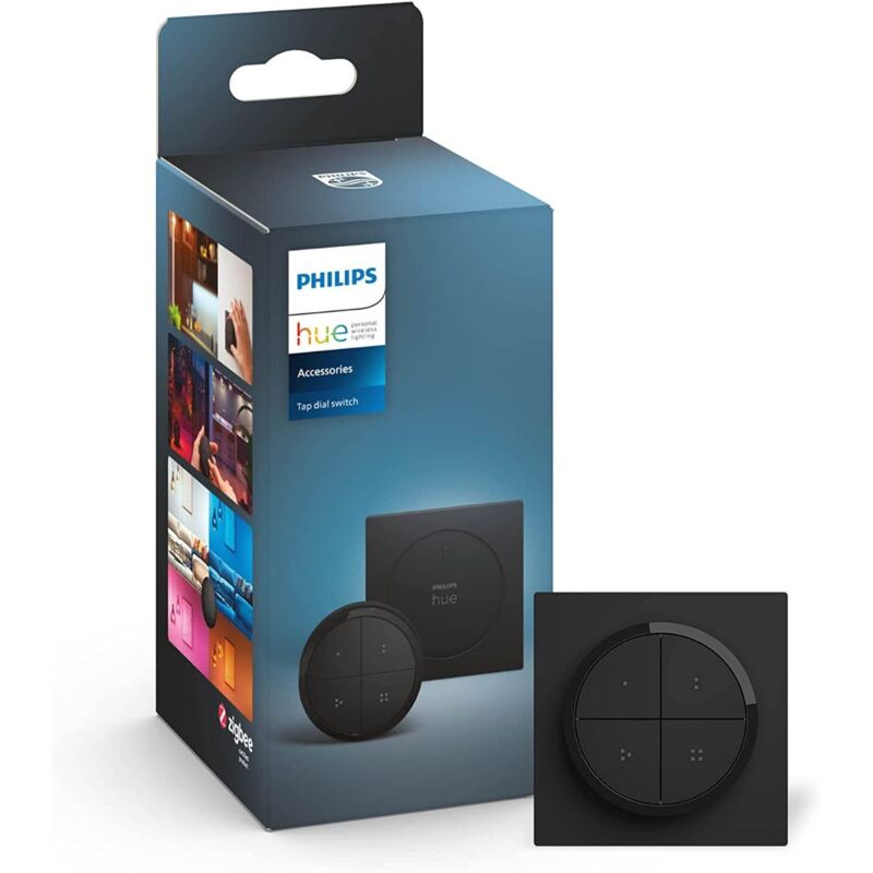 Philips - Hue Commande - Contrôleur d'éclairage intelligent, avec variateur, orientable, noir 929003500201
