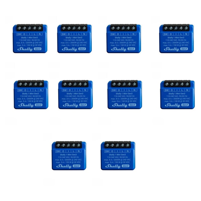 Commutateur WiFI professionnel SHELLY 1 V3 Alimentation DOMOTICA iOS Android 10 PIECES