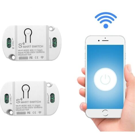 Commutateur WiFi Tuya intelligent Interrupteur d'éclairage,Interrupteur Connecté WiFi,10A DIY Interrupteur Intelligent Compatible avec Alexa, Google Home(2 pack)