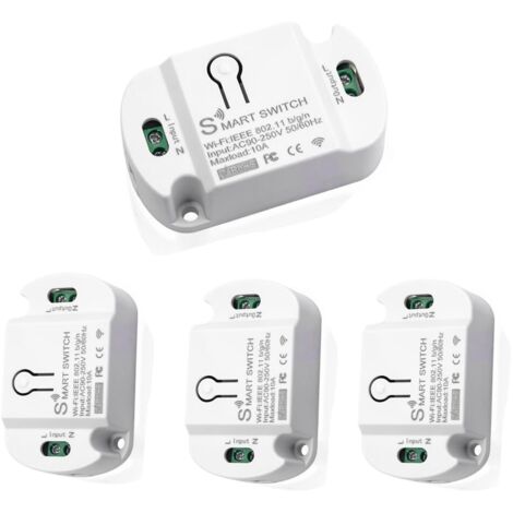 Commutateur WiFi Tuya intelligent Interrupteur d'éclairage,Interrupteur Connecté WiFi,10A DIY Interrupteur Intelligent Compatible avec Alexa, Google Home(4 pack)