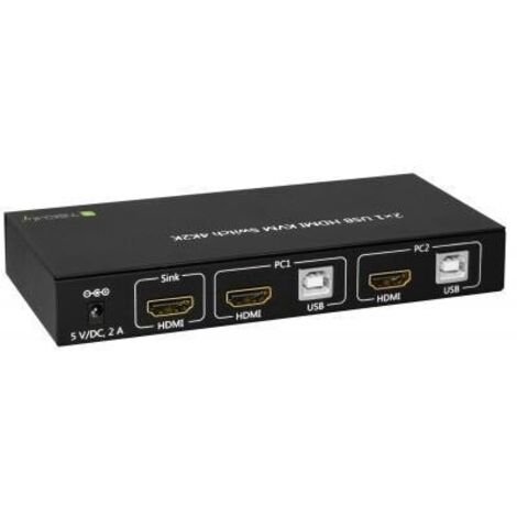 Commutatore KVM Techly IDATA-KVM-HDMI2U 2 Porte HDMI e USB 4Kx2K, Risoluzione 3840x2160, Nero