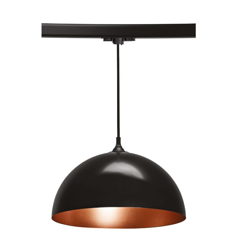 Como 023 Suspension E27 60W noir/cuivré lpe non incl. pour Rail 3 allumages Aric 4218