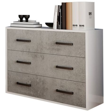 Comò 3 cassetti colore cemento 91x45x81H