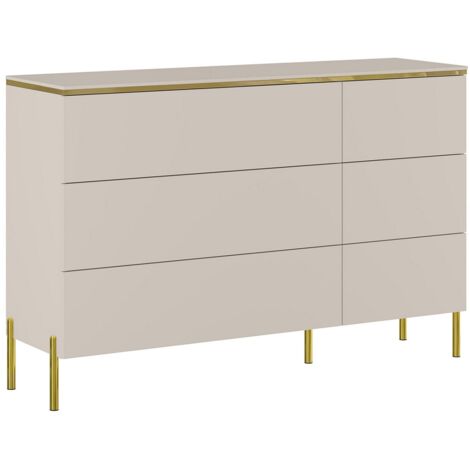 Comò 6 cassetti Beige e Dorato - VUKIA di PASCAL MORABITO