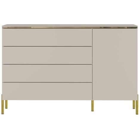 Comò con 4 cassetti e 1 vano portaoggetti Beige e Dorato - VUKIA di PASCAL MORABITO