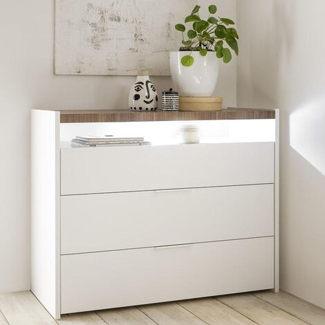 Comò Full 3 cassetti bianco opaco noce stelvio design moderno camera