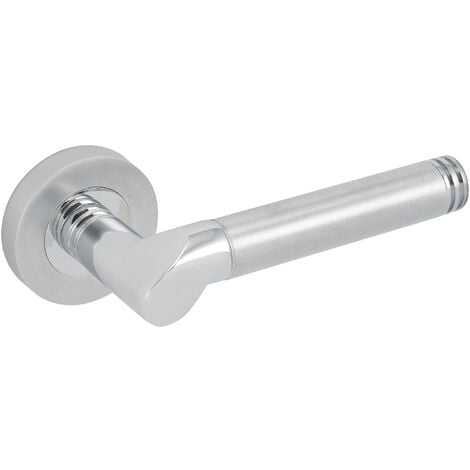 GEORGE BOYD Como Lever Door Handle On Sprung Rose 50 x 10mm Pair Satin/Polished Chrome PAIR