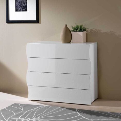 Comò POGGIOREALE bombato laccato bianco lucido 100×85x42 cm - Konte Design