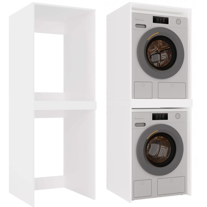 Como - Meuble de rangement pour machine à laver et sèche-linge - Meuble gain de place - Blanc