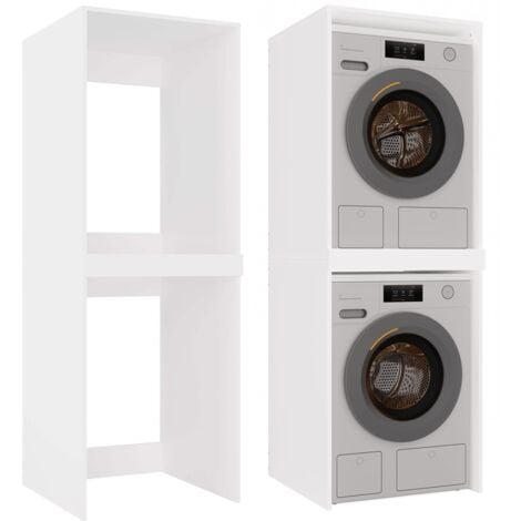 TOPESHOP COMO - Meuble de rangement pour machine à laver et sèche-linge - Meuble gain de place - Blanc