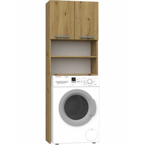COMO - Mobile per lavatrice - 64x183x30cm - Ripostiglio zona lavanderia per bagno lavatrice - Stile moderno