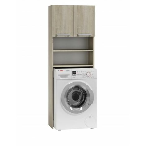 COMO - Mobile per lavatrice - 64x183x30cm - Ripostiglio zona lavanderia per bagno lavatrice - Stile moderno - Sonoma