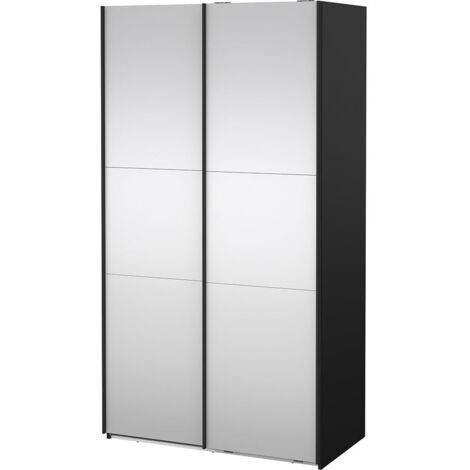 Como Schiebetürenschrank 2 Türen mit Spiegel 120x220cm matt schwarz.