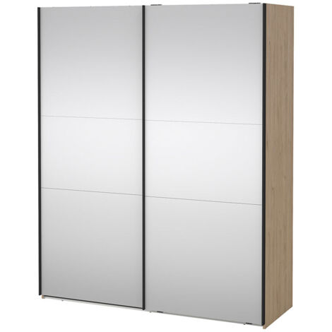 Como Schiebetürenschrank 2 Türen mit Spiegel 180x220cm Eiche Dekor.