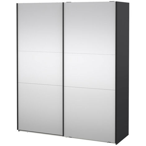 Como Schiebetürenschrank 2 Türen mit Spiegel 180x220cm matt grau.
