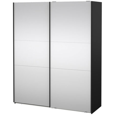 Como Schiebetürenschrank 2 Türen mit Spiegel 180x220cm matt schwarz.