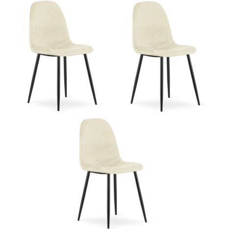 COMO-Stuhl – beigefarbener Samt x 3