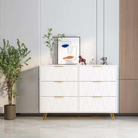 Comoda - 100x34x72.5 cm - 6 Cajones - Estilo Escandinavo - Moderno