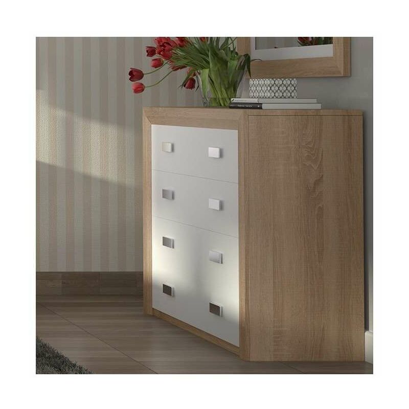 

Cómoda 4 cajones Dado en acabado color cambrai/blanco 85 cm(alto)102 cm(ancho)40 cm(largo) Color CAMBRIAN-BLANCO