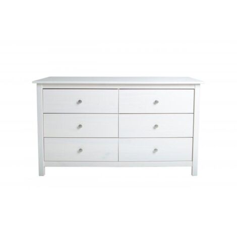Cómoda 6 cajones modelo Bella acabado blanco, 130 cm(ancho) 80 cm(altura) 45 cm(fondo)