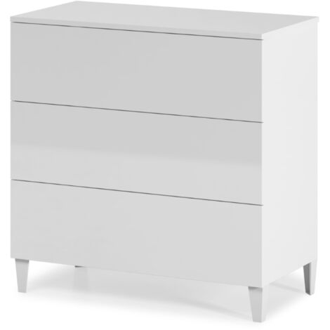 Cómoda 80x40x80 cm blanco brillo con 3 cajones – Catania