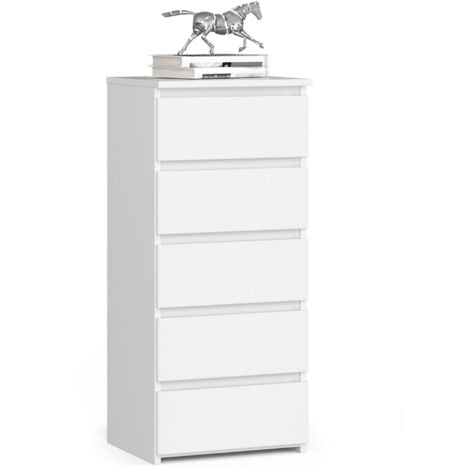 Cómoda AKORD CL5 Blanco 40 cm 5 cajones frente frente en color Blanco 40x35x92 cm