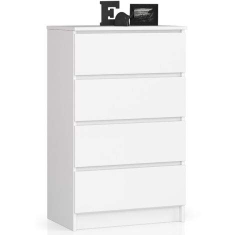 Cómoda AKORD K60 Blanco 60 cm 4 cajones frente en color Blanco 60x40x99 cm