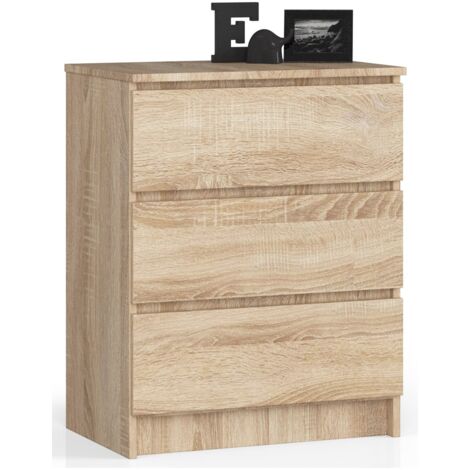 Cómoda AKORD K60 Roble Sonoma 60 cm 3 cajones frente en color Roble Sonoma 60x40x77 cm