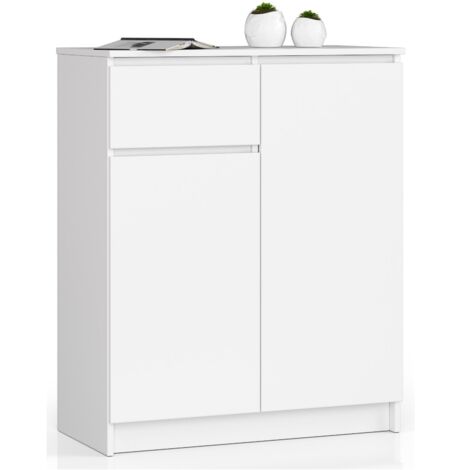 Cómoda AKORD K80 Blanco 80 cm 2 puertas 1 cajón frente en color Blanco 4 estantes 80x40x99 cm