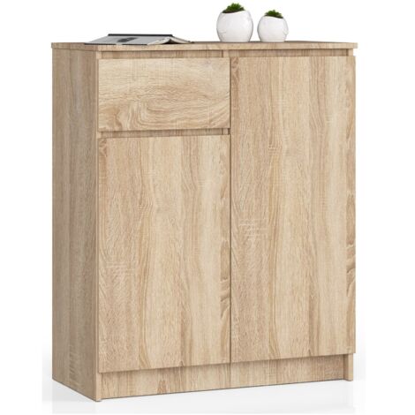 Cómoda AKORD K80 Roble Sonoma 80 cm 2 puertas 1 cajón frente en color Roble Sonoma 4 estantes 80x40x99 cm