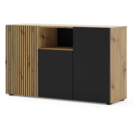 Cómoda AURIS 3D 135 cm roble artesanal / negro mate