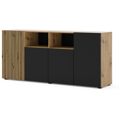 Cómoda AURIS 4D 180 cm roble artesanal / negro mate