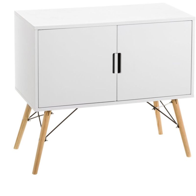 

Cómoda blanca nórdica pino MDF 2 puertas de 71x40x80 cm